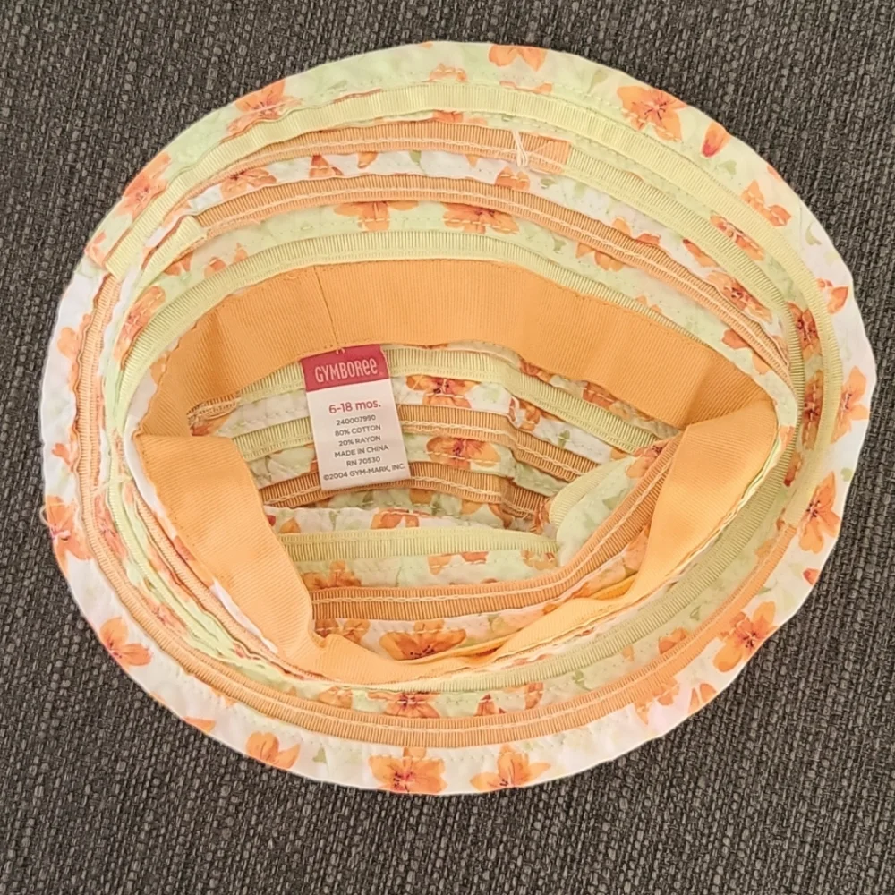 GYMBOREE VINTAGE Grosgrain Ribbon Bucket Hat Sun Beach Baby Girls 6-18 Months